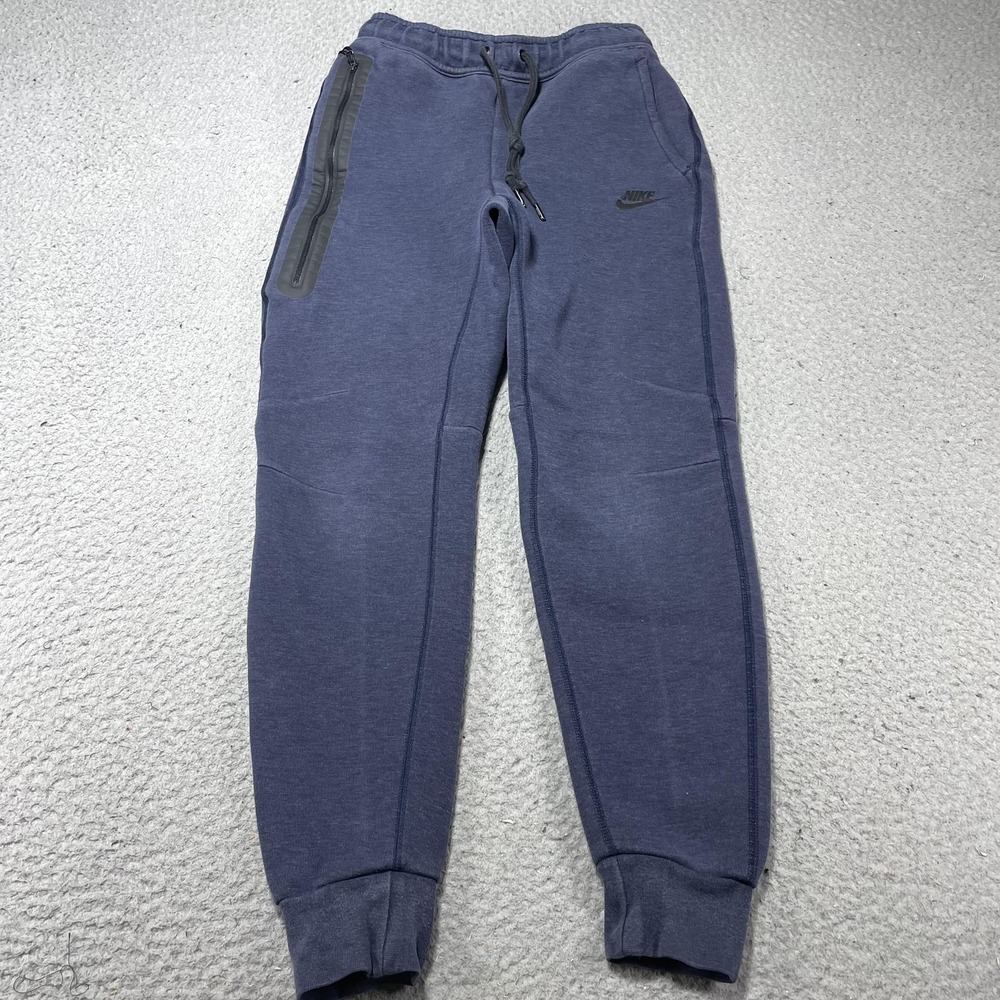 Nike Jogger Pants Mens‎ XS Blue Fleece Sweatpants Zip Pocket Elastic Cuff